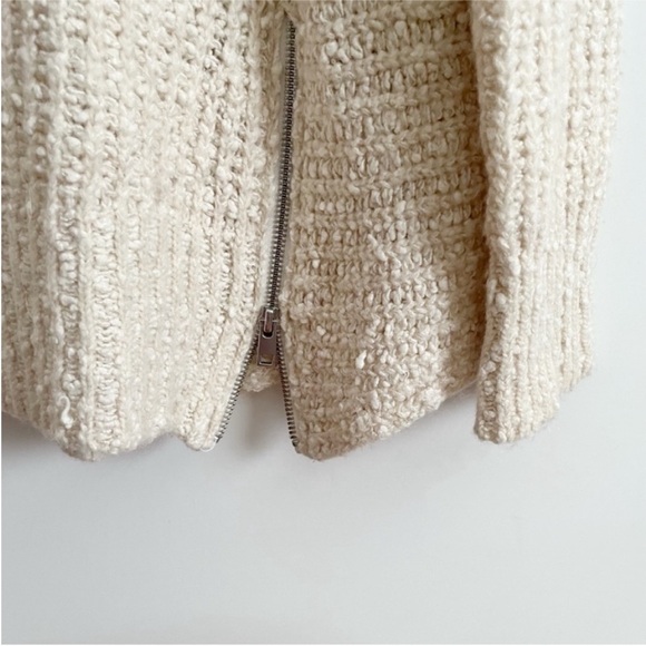 Anthropologie Moth Zipped Stitch sweater oatmeal beige knit wool alpaca swing - Picture 5 of 11